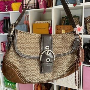 Coach Y2K Chocolate Suede Brown Soho Signature Mini C Logo Shoulder Bag 🍫F10926